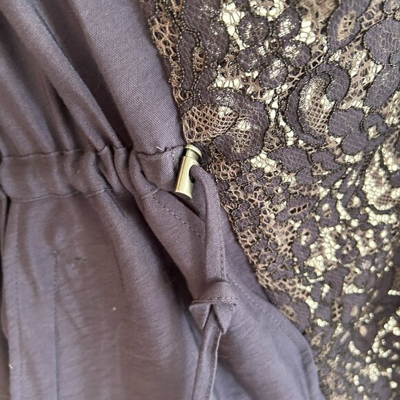 Logo Lori Goldstein Jacket 16 Blue Lace Open Front Flowy Waist Cinch - Picture 9 of 11